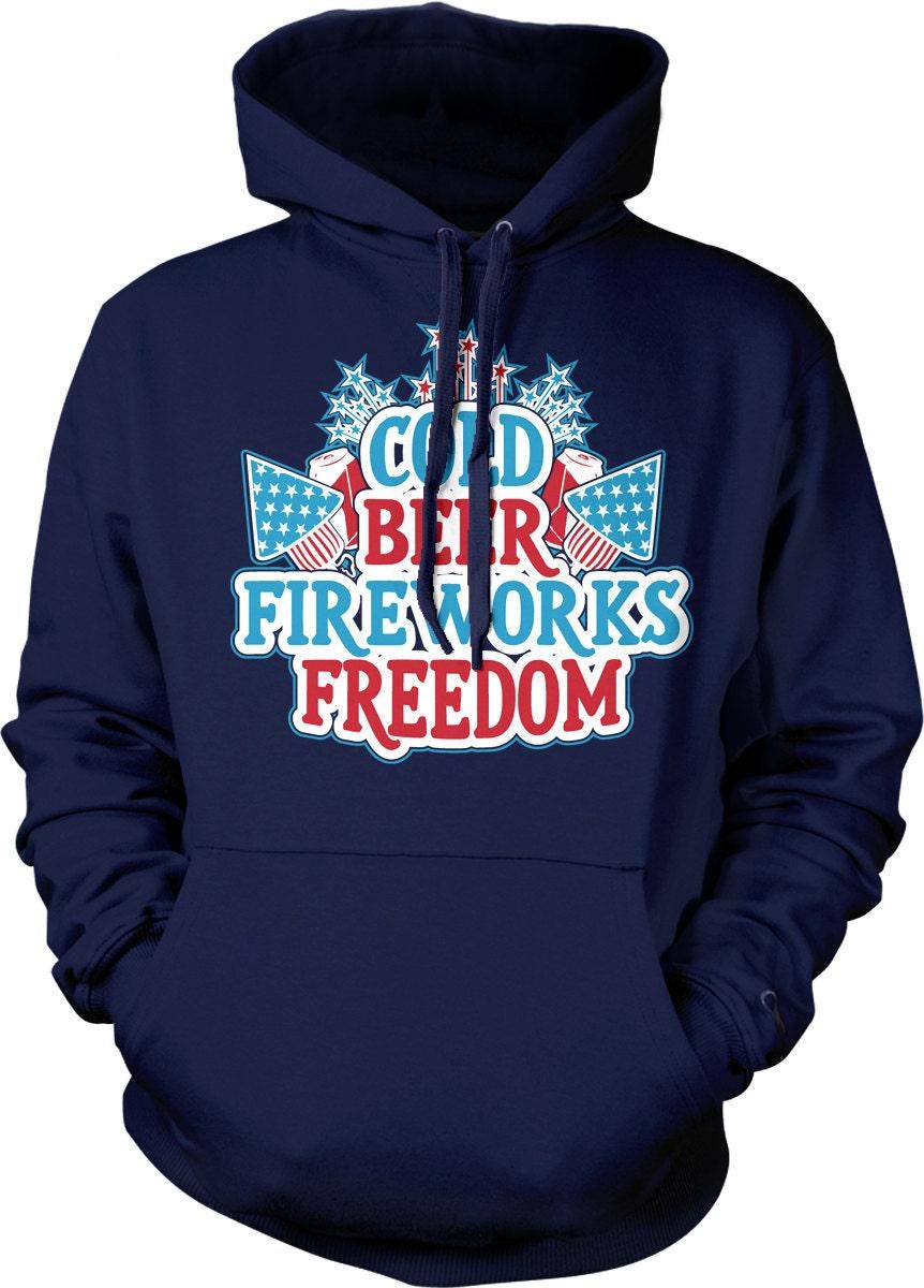 USA Hooded Sweatshirt - Patriotic July 4th Hoodie With Fireworks & Freedom
