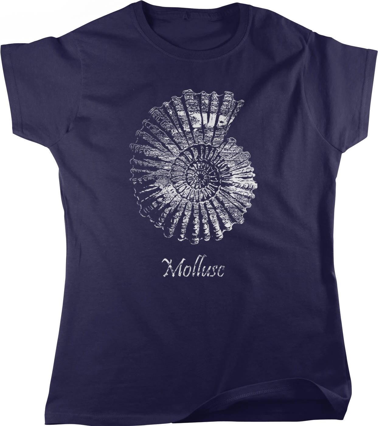 Mollusc Print T-Shirt – Women's Casual Tee With Shimmery Finish & Pre Shrunk Cotton