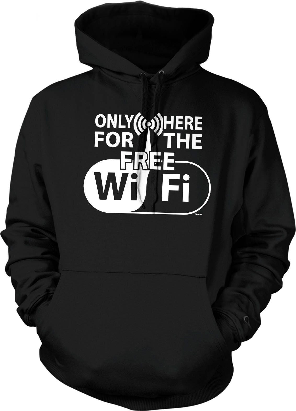 Free Wifi Hoodie - Comfortable Hooded Sweatshirt With Double Ply Hood & Pouch Pocket