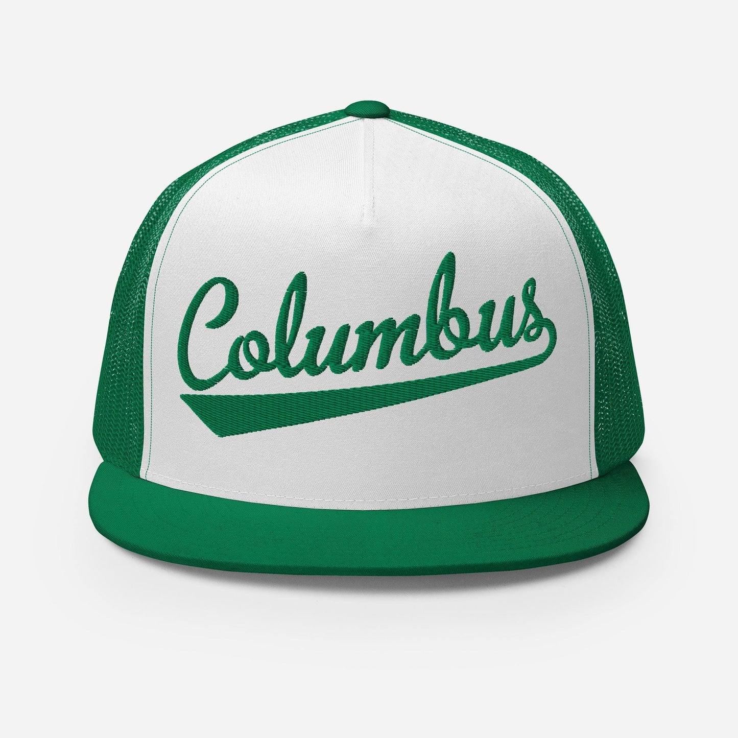 Snapback Trucker Hat - Columbus Script Baseball Cap With Flat Bill Design