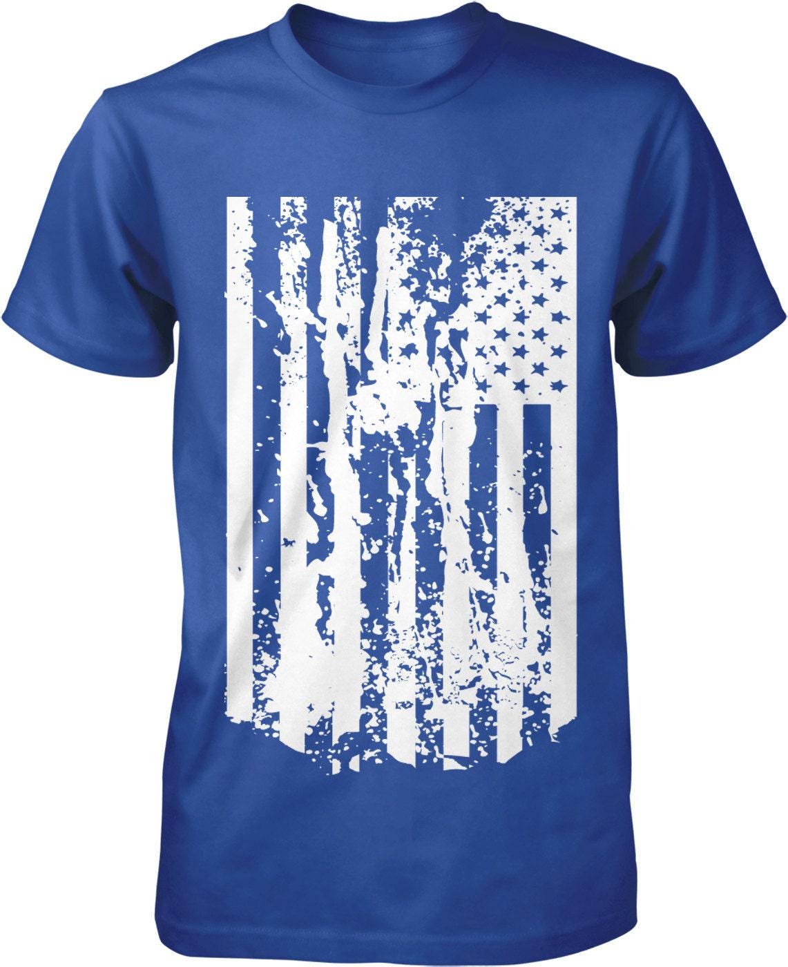 Distressed US Flag T-Shirt - Patriotic Men's Tee | Made in USA Cotton Shirt