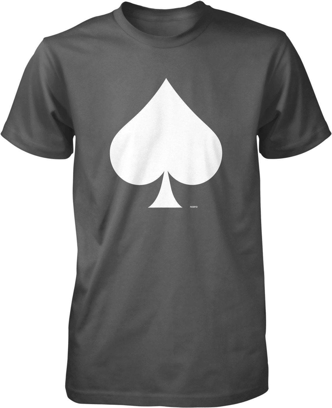 White Spade T-Shirt – Men's Durable Cotton Poker Player Tee with Seamless Rib Collar