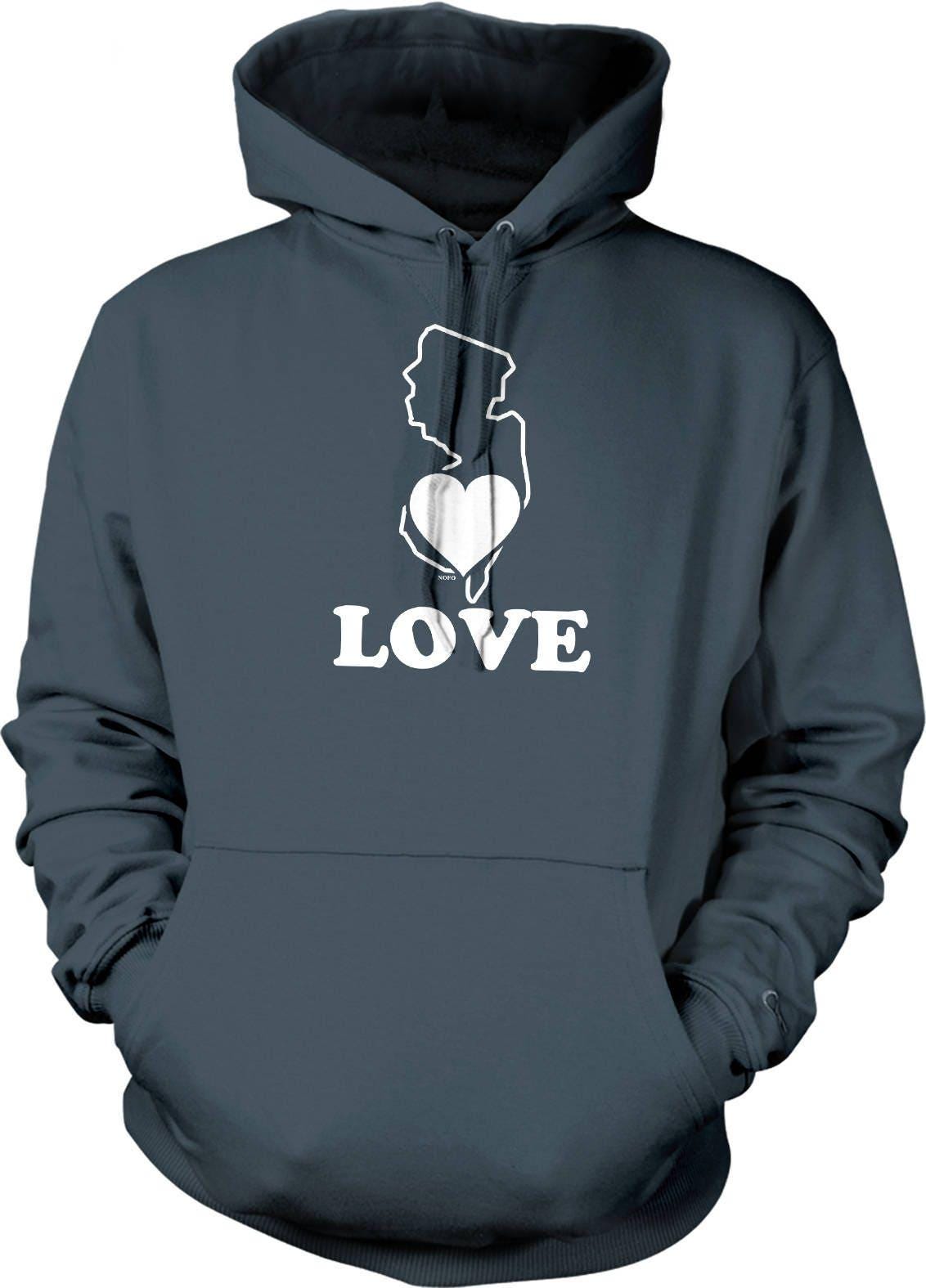 Love New Jersey Sweatshirt - Cozy Hooded Sweatshirt With Double Ply Hood & Pouch Pocket