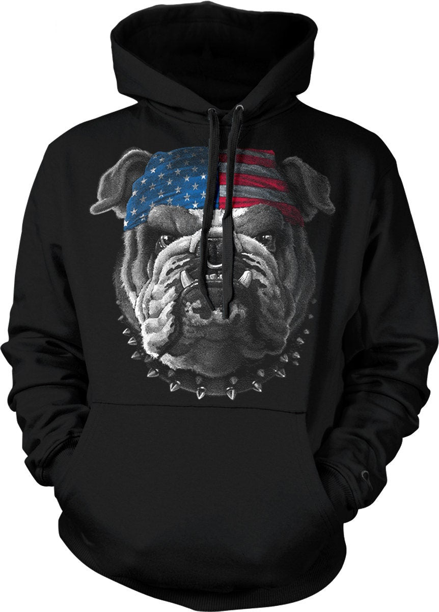 Bulldog Hooded Sweatshirt - American Flag Hoodie | USA Pride Sweatshirt, Soft Durable Fabric