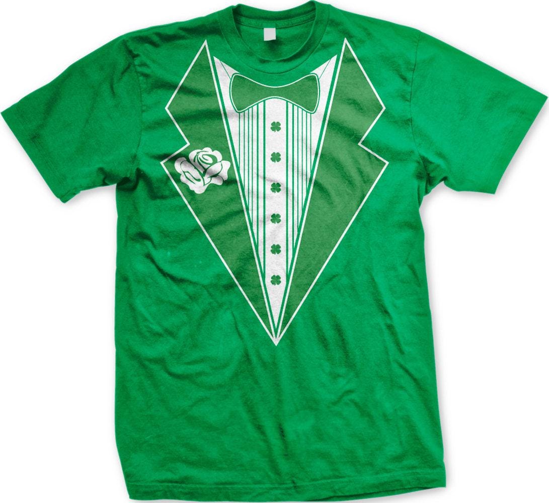 Irish Pride T-Shirt - Shamrock Bowtie & Four Leaf Clover Tee | Men's Cotton