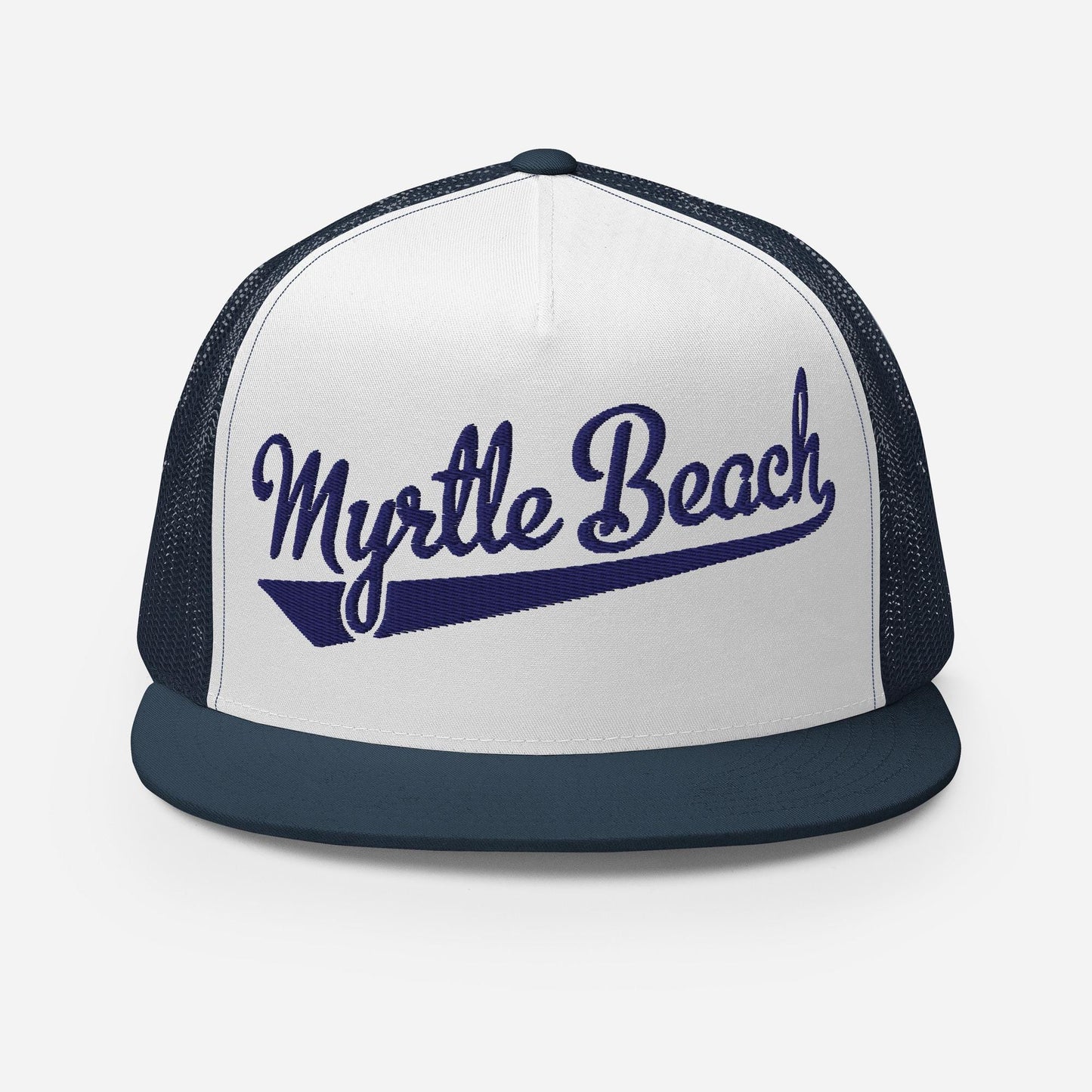 Myrtle Beach Snapback Trucker Hat - Five Panel Flat Bill Mesh Back Cap for Casual Outings