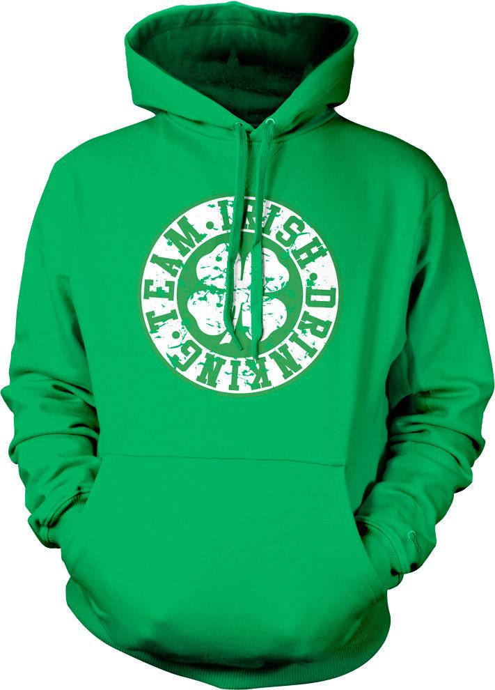Irish Beer Hoodie - Soft Cotton Blend Sweatshirt With Celtic Shamrock & Four Leaf Clover