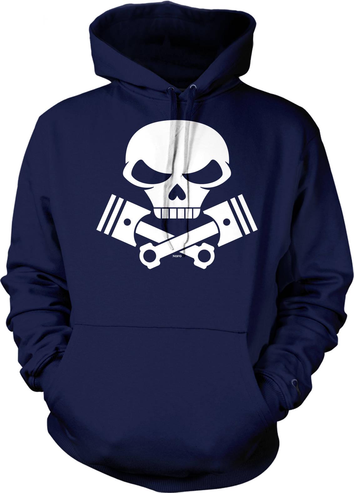 Motorcycle Engine Hoodie - Skull and Pistons Sweatshirt With Durable Cotton Blend