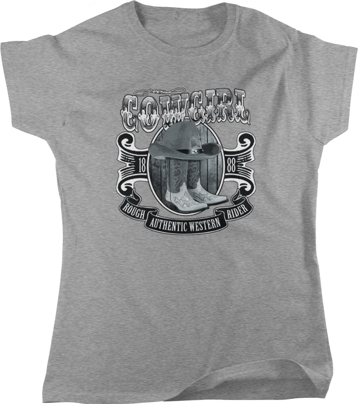 Western Women's T-Shirt – Authentic Cowgirl Shirt with Star Motif & Rope Lasso Design