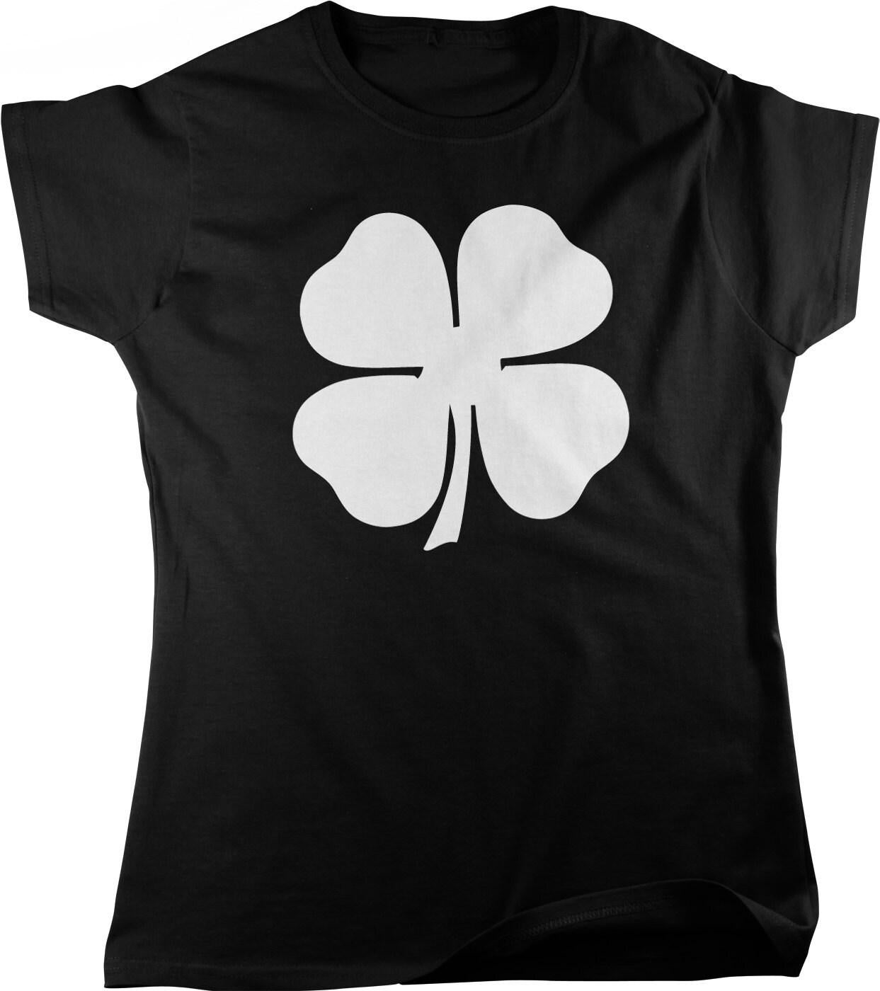 St Patricks Day T-Shirt - White Four Leaf Clover Shirt | Irish Heritage Tee