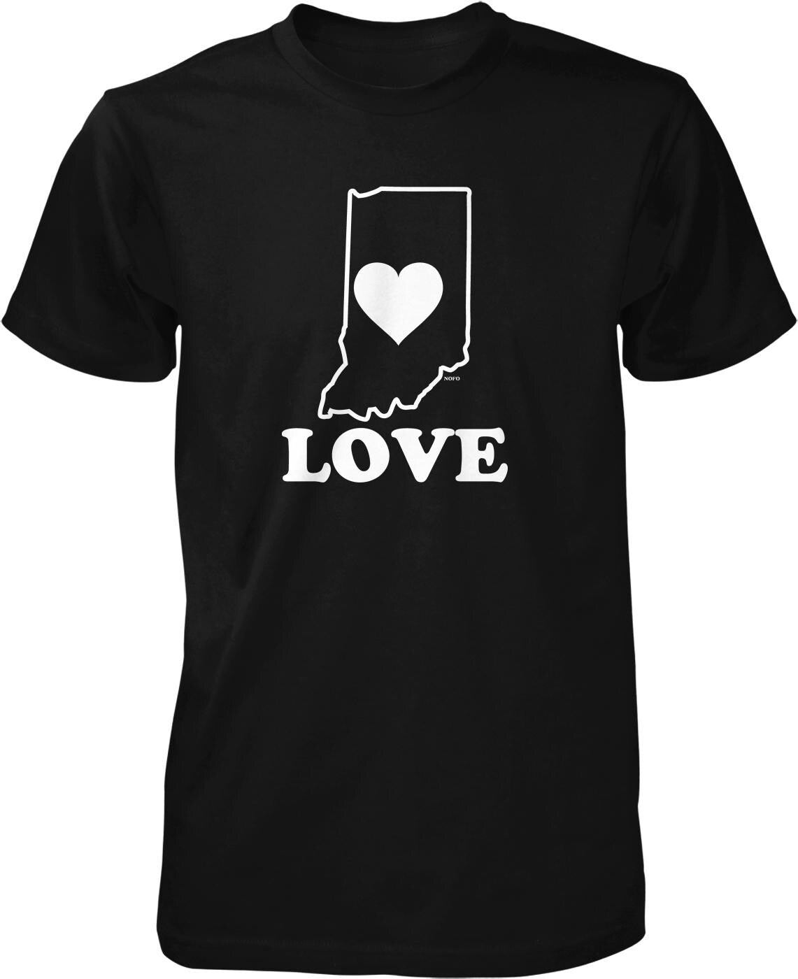 A black t-shirt with a white graphic design and text on it.
