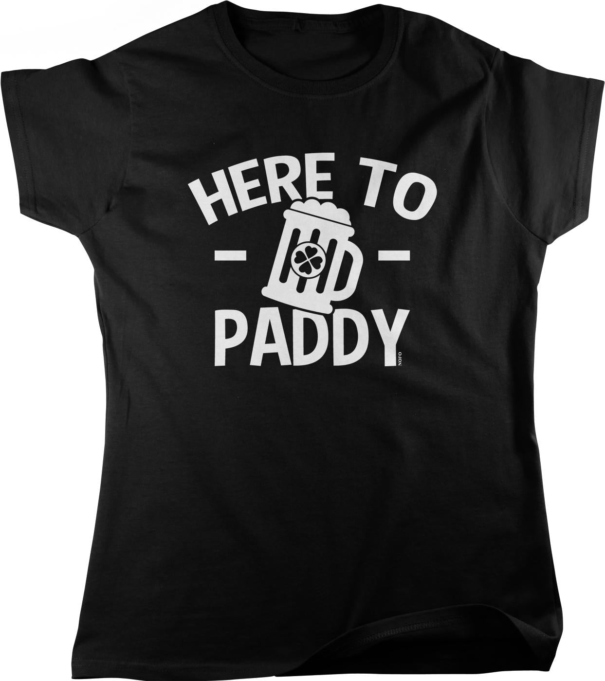 A black t-shirt with white text and a graphic design.