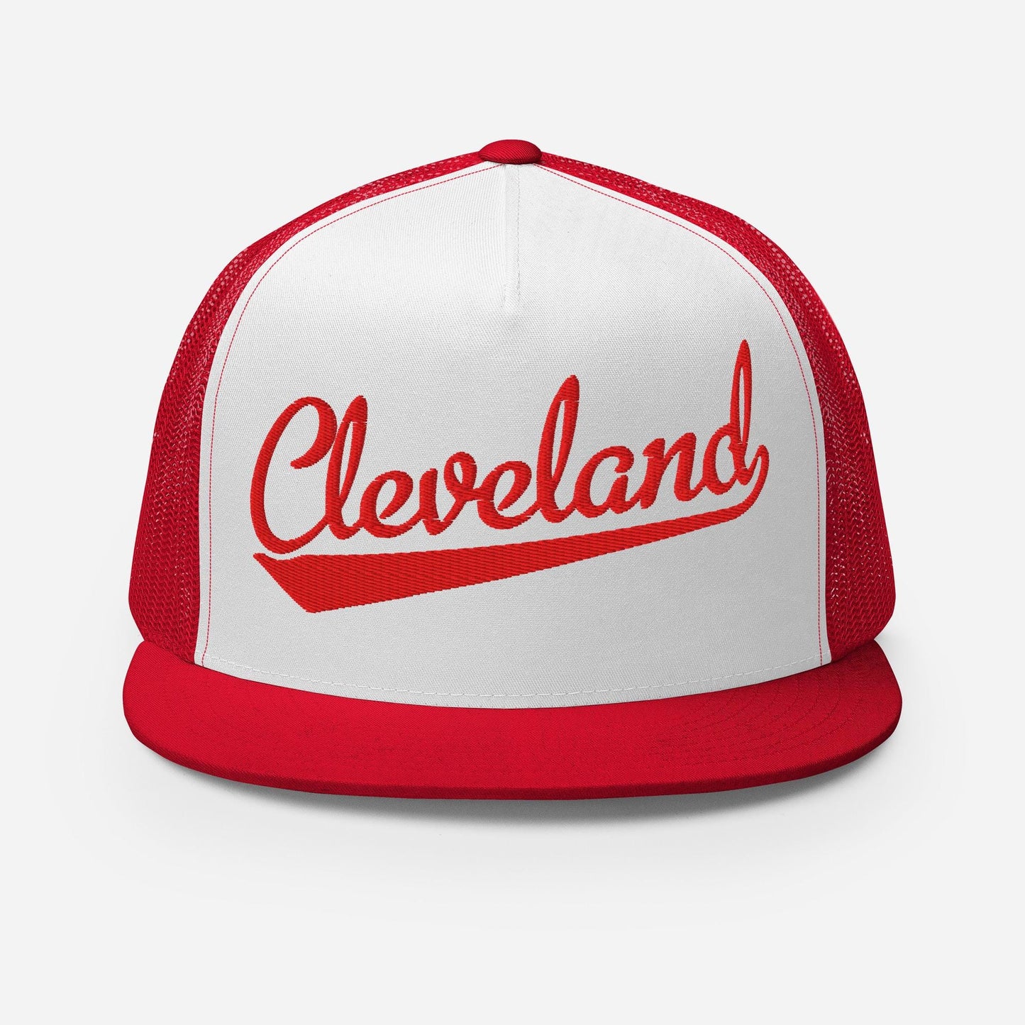 Cleveland Snapback Hat - Adjustable Flat Bill Five Panel Trucker Cap
