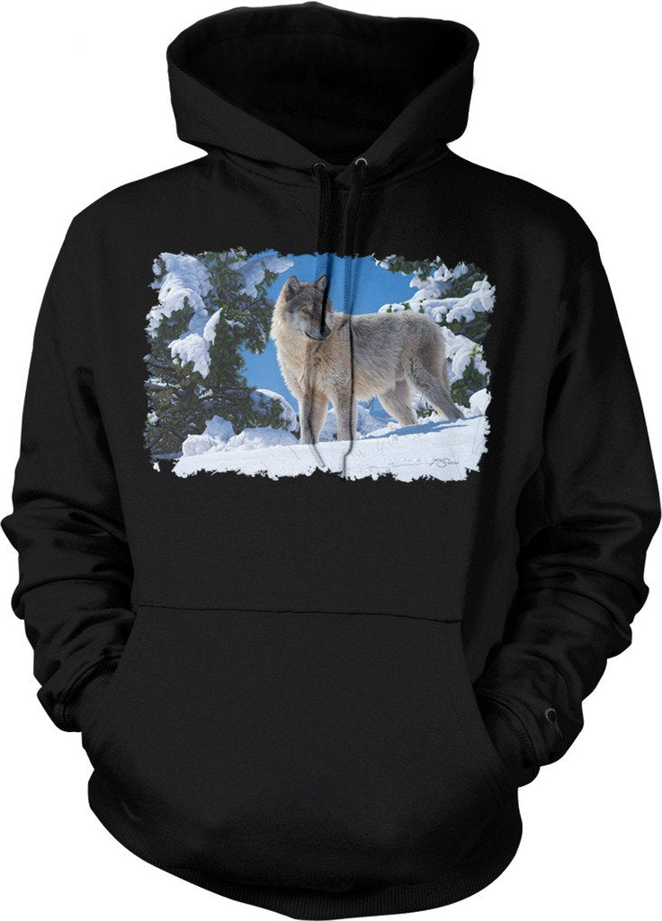NOFO Clothing Co Snow Wolf, Wolf in The Snow Hooded Sweatshirt