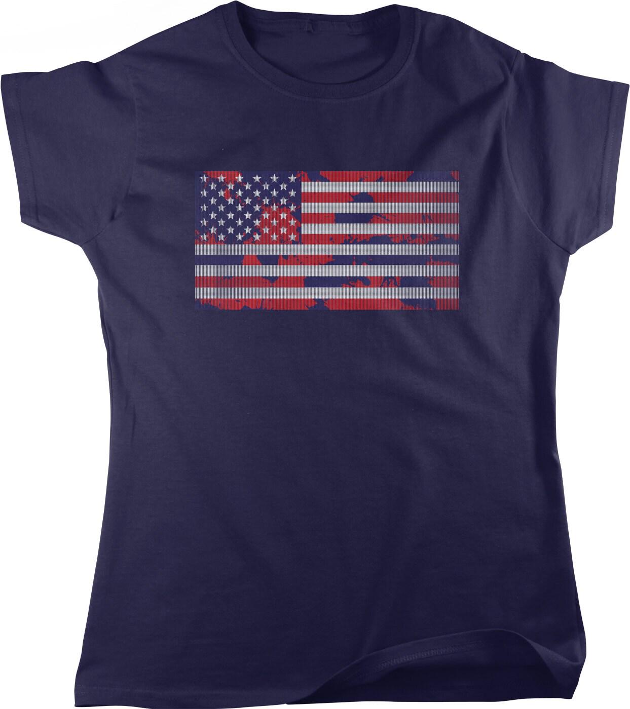 USA Flag T-Shirt – Patriotic Women's Shirt | July 4th Apparel Red White Blue