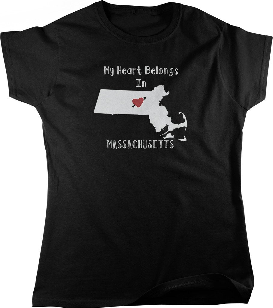 NOFO Clothing Co My Heart Belongs in Massachusetts Women's T-Shirt