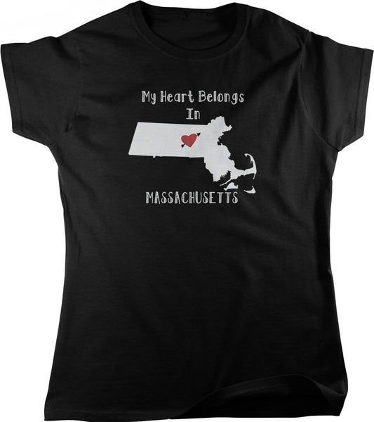 NOFO Clothing Co My Heart Belongs in Massachusetts Women's T-Shirt