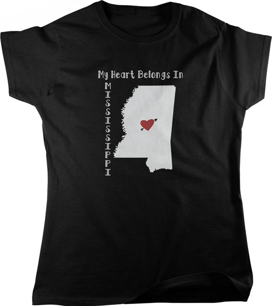 NOFO Clothing Co My Heart Belongs in Mississippi Women's T-Shirt