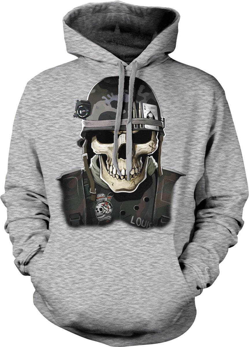 Military Skull Hoodie - Ace of Spades Sweatshirt | Veteran Gift & Durable Cotton Blend