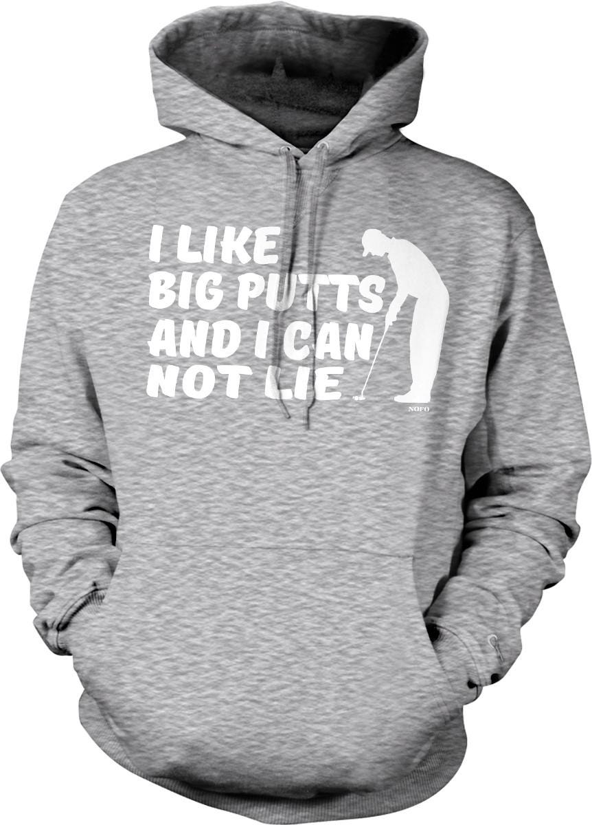 A gray hoodie with a humorous text printed on it.
