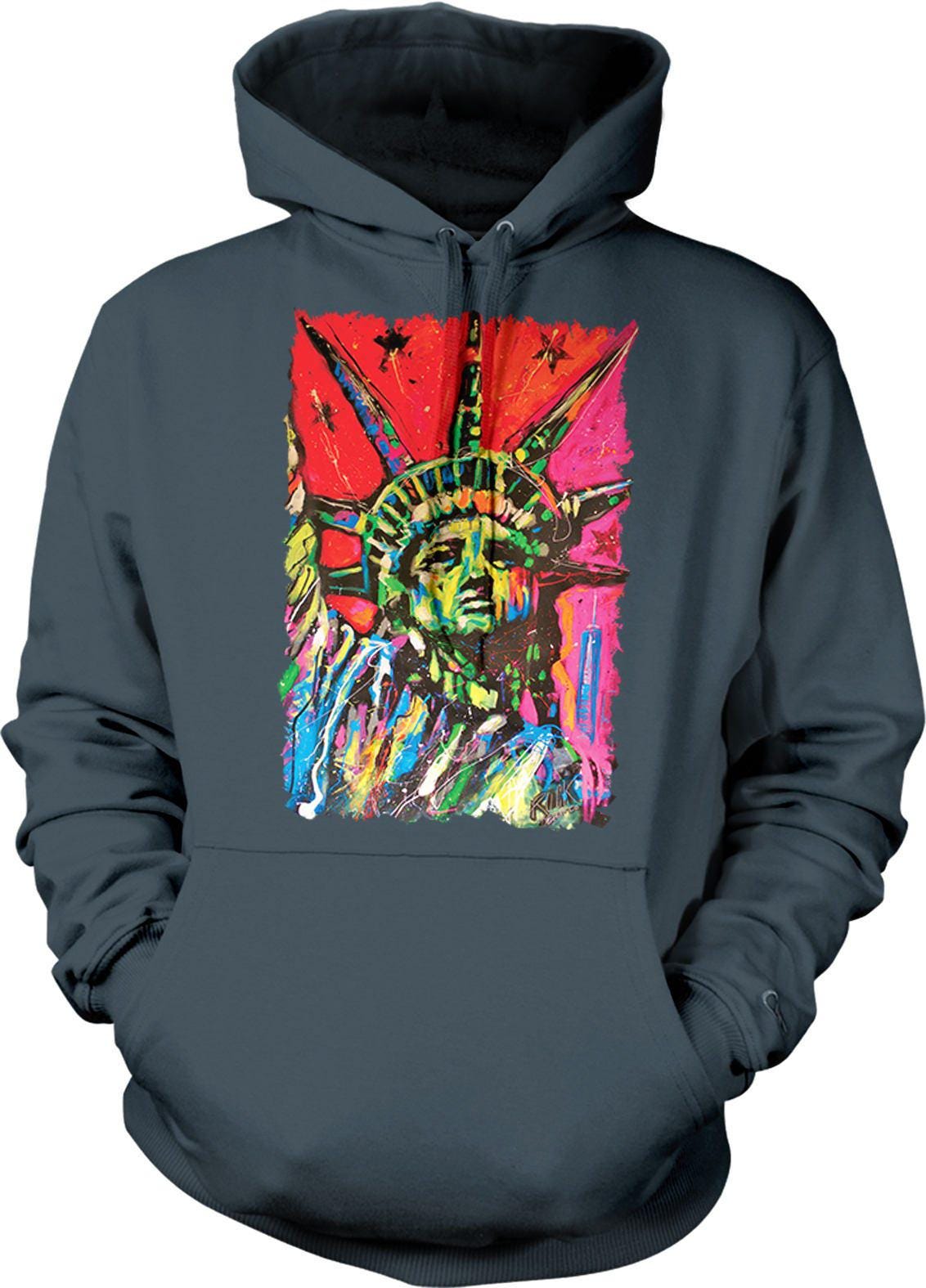 Statue of Liberty Sweatshirt – Comfortable Cotton Blend Hoodie with Double-Ply Hood