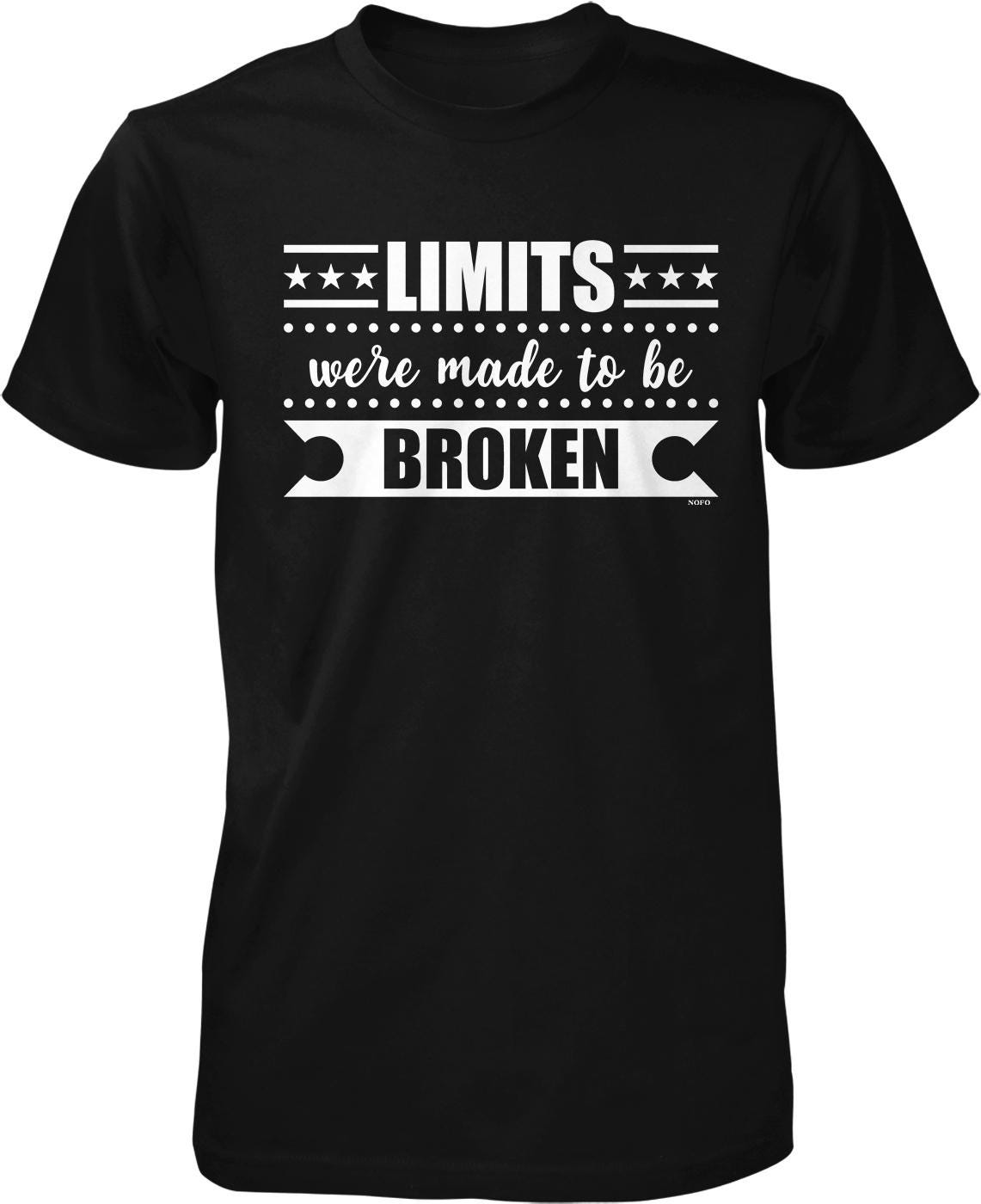 The image is a black t-shirt with white text and graphics printed on it.