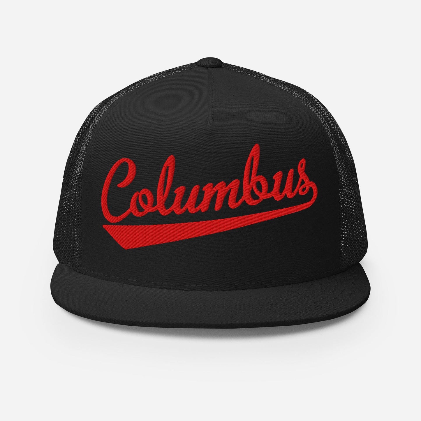 Snapback Trucker Hat - Columbus Script Baseball Cap With Flat Bill Design