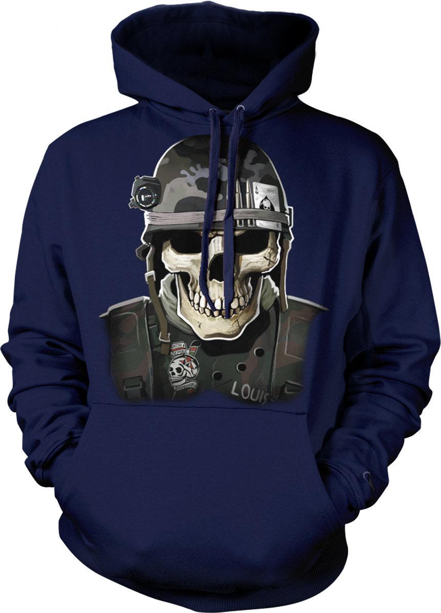 Military Skull Hoodie - Ace of Spades Sweatshirt | Veteran Gift & Durable Cotton Blend