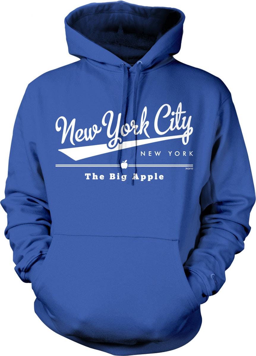 Big Apple Hoodie - NYC City Sweatshirt With Cotton Blend Fabric & Pouch Pocket