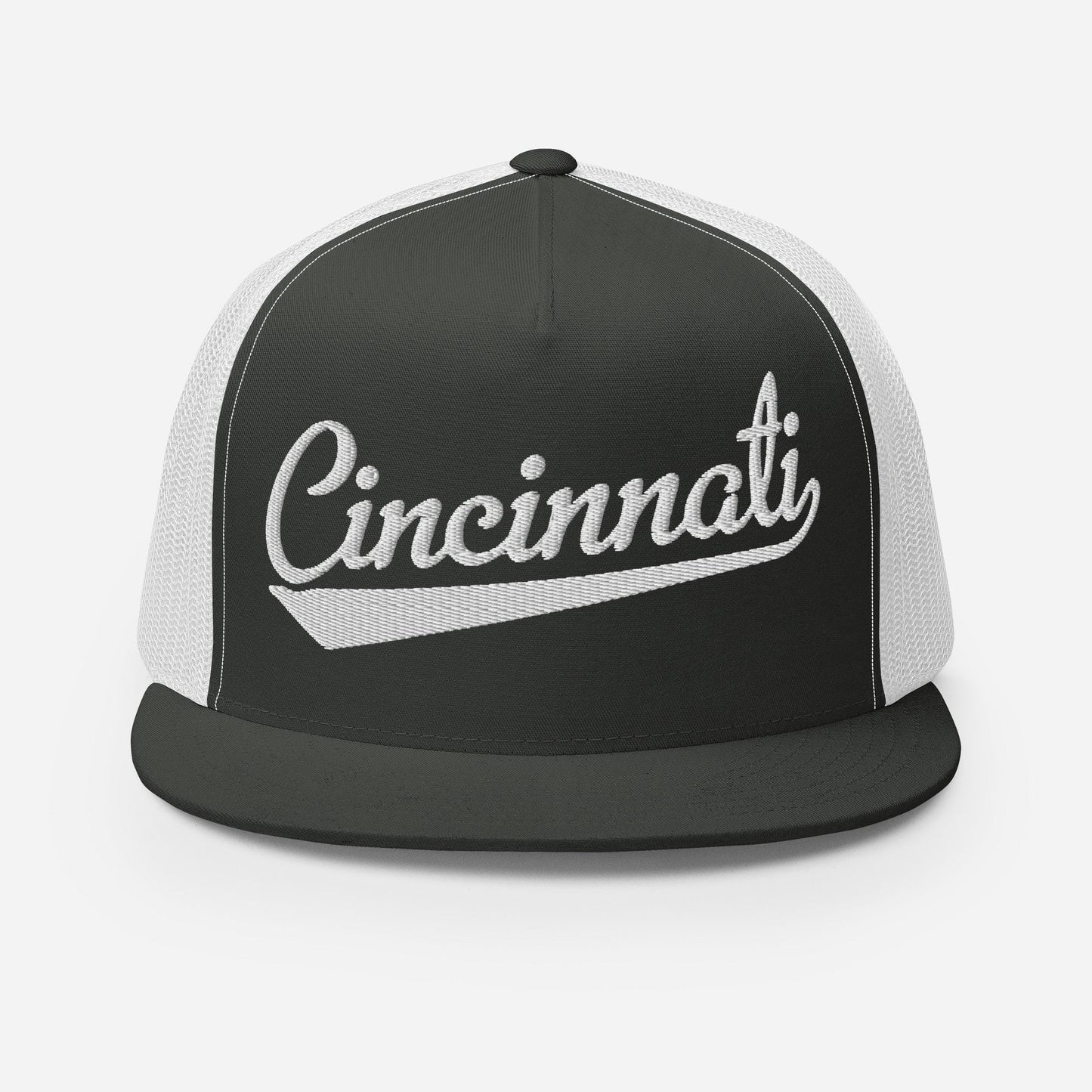 Snapback Trucker Hat - Cincinnati Baseball Hat with Custom Thread Colors & Five Panel Design