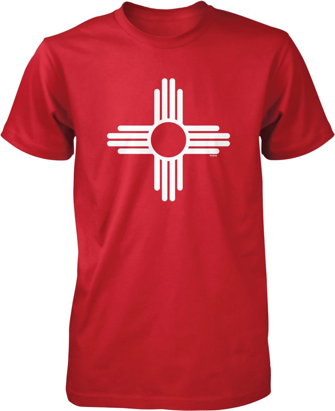 A red t-shirt with a white graphic design on it.