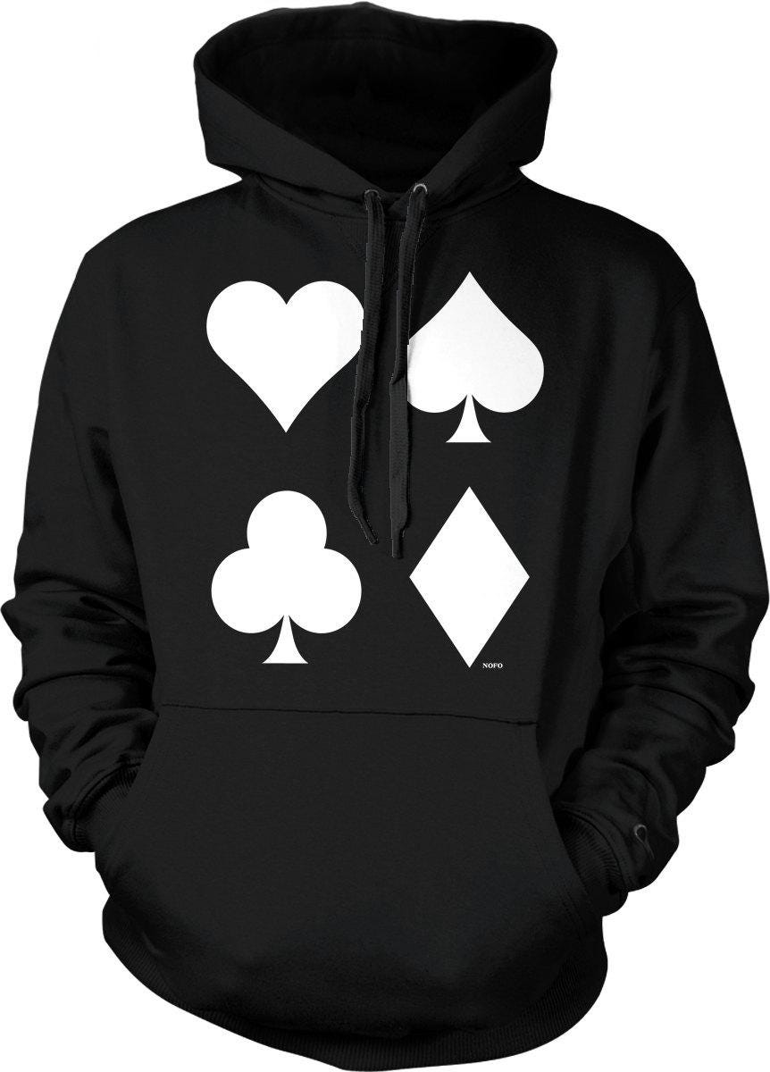 Poker Player Hoodie – Playing Card Hoodie With Pouch Pocket & Adjustable Draw Cord