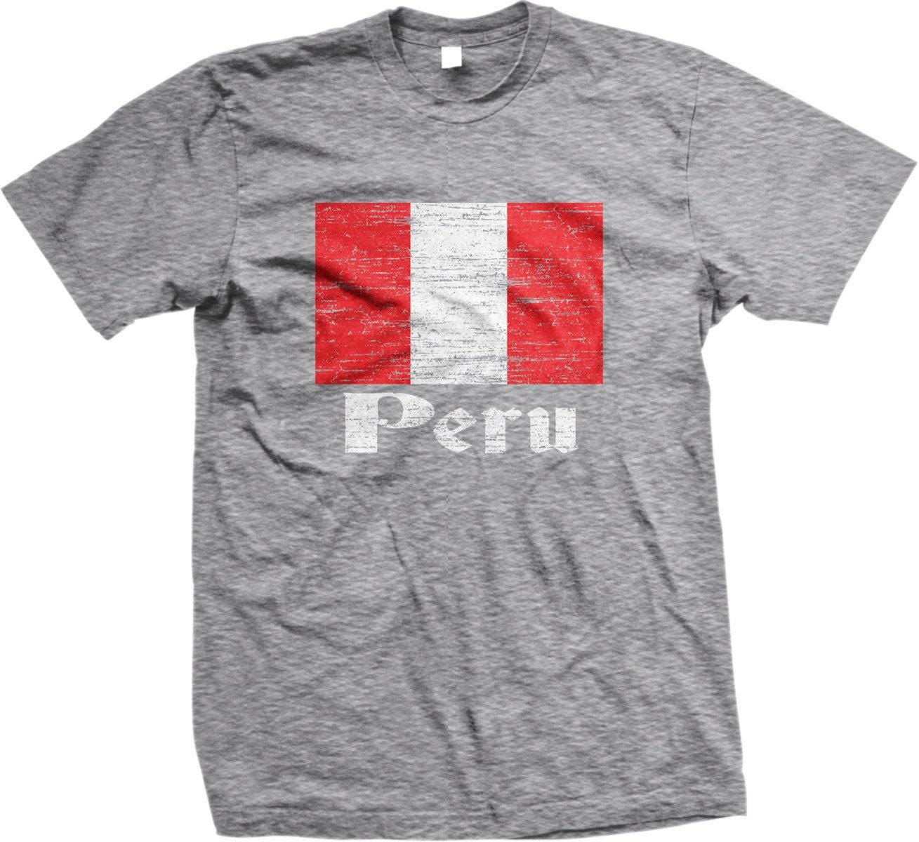 Peru Soccer T-Shirt - Men's Cotton Shirt With Flag Design & Durable Pre-Shrunk Fabric