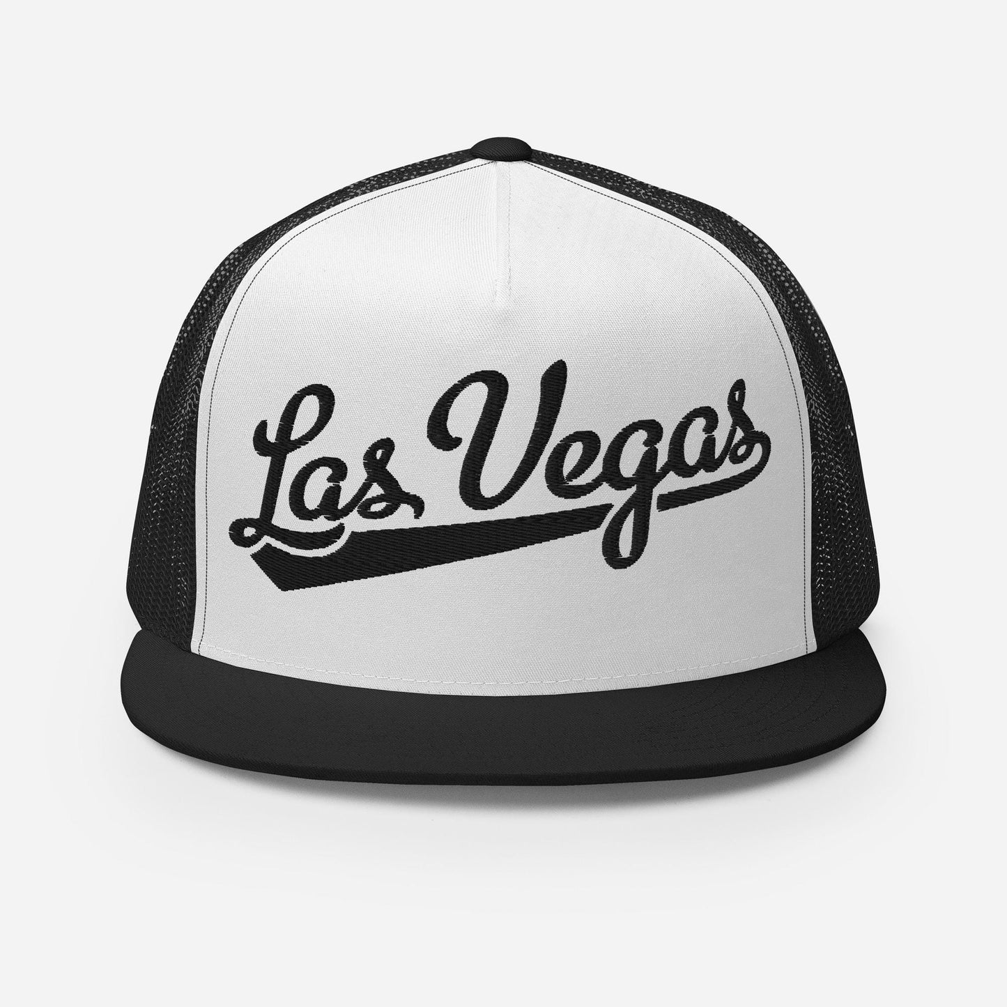 Snapback Trucker Hat – Las Vegas Script Baseball Font Hat with Custom Thread Colors