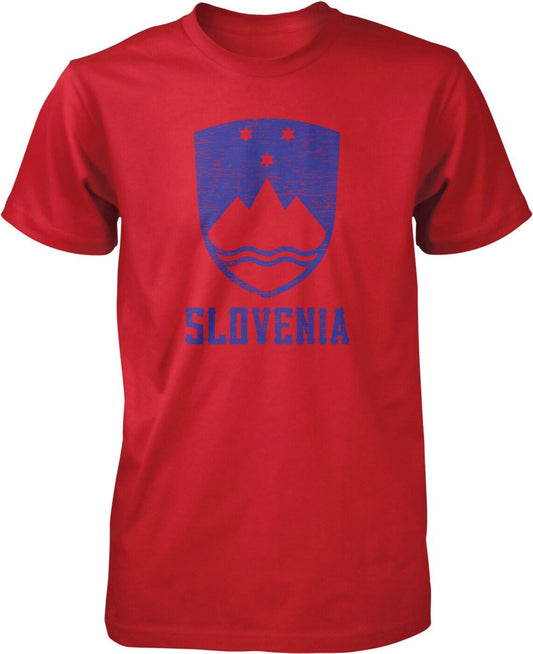 Slovenia Coat Of Arms Shirt - Men's Cotton T-Shirt With Mount Triglav & Stars