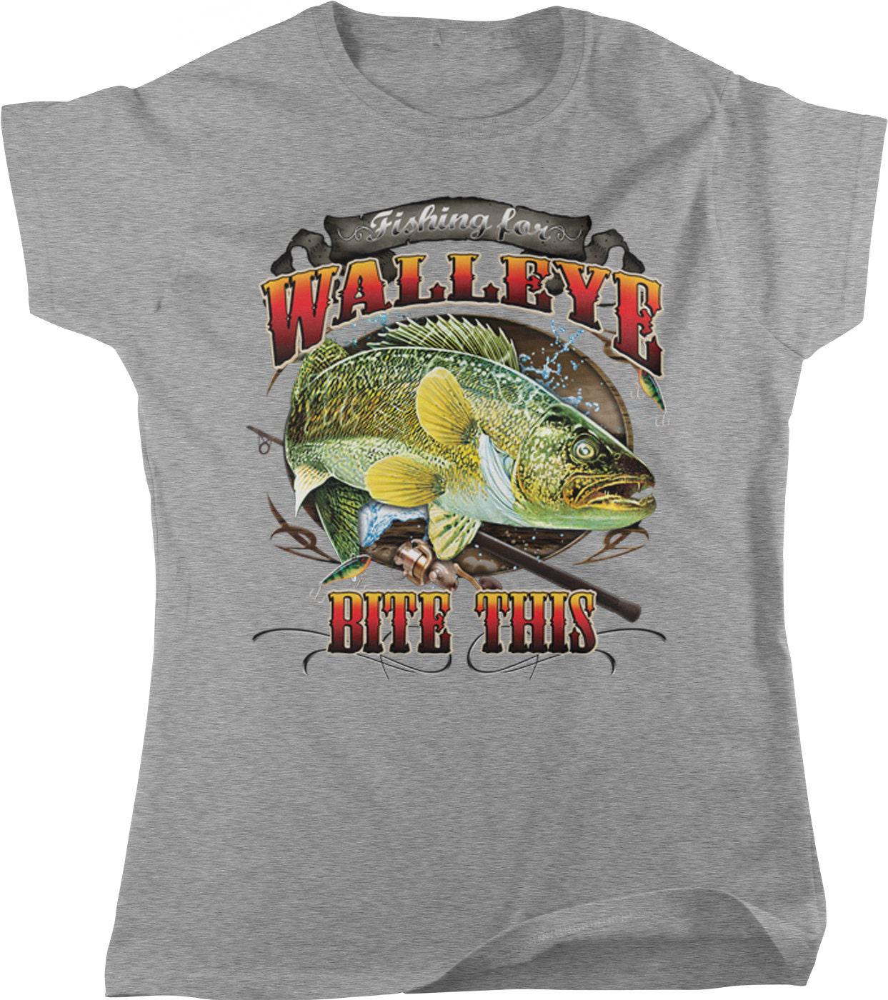 Womens Fishing Tee - Soft Cotton Casual Fishing Wear With Walleye Design