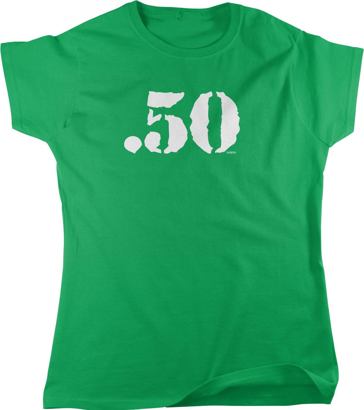 A green t-shirt with the number 50 printed on it.