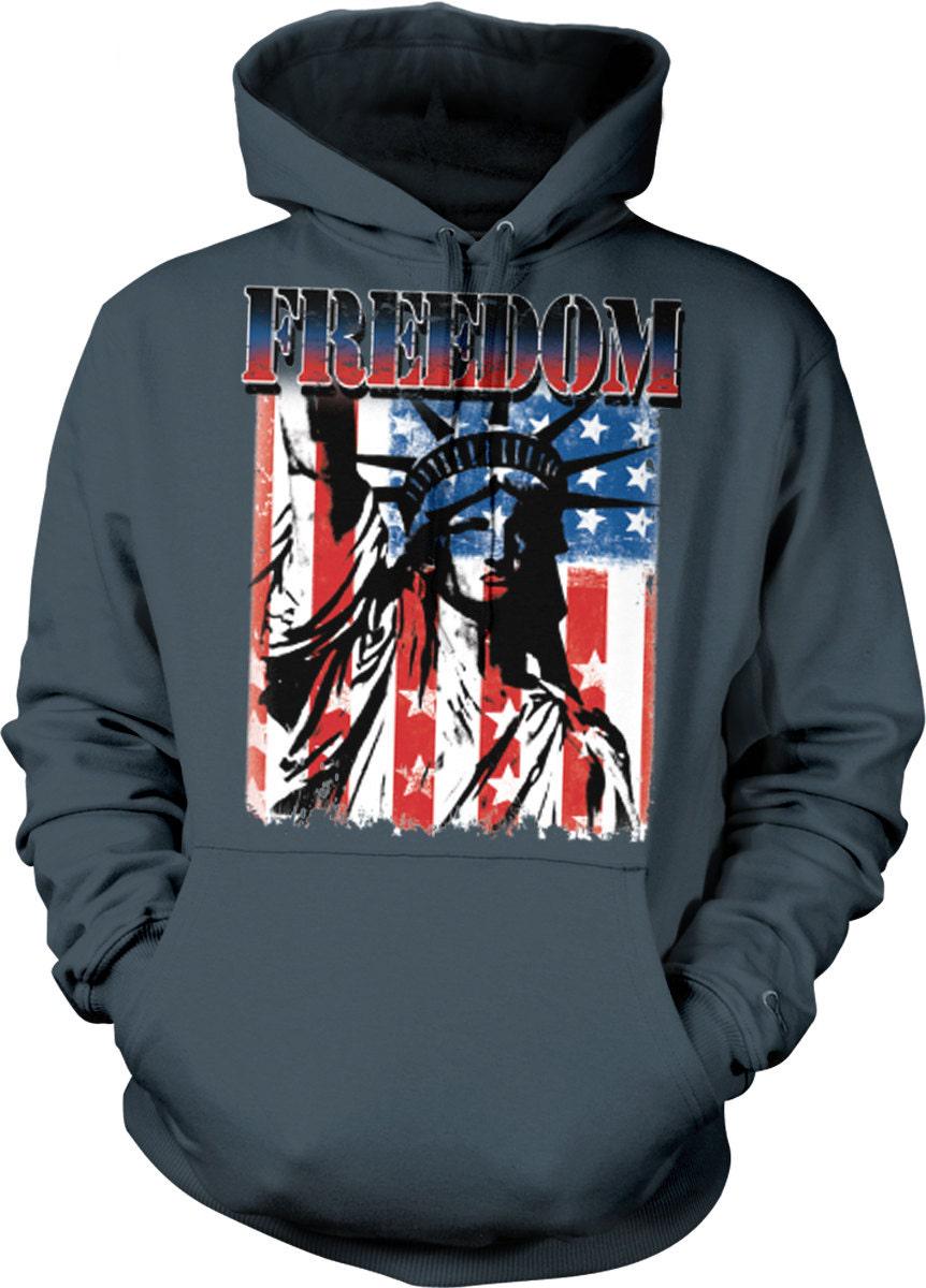USA Hooded Sweatshirt - Patriotic Hoodie With Statue Of Liberty Design | Cotton Blend Comfort