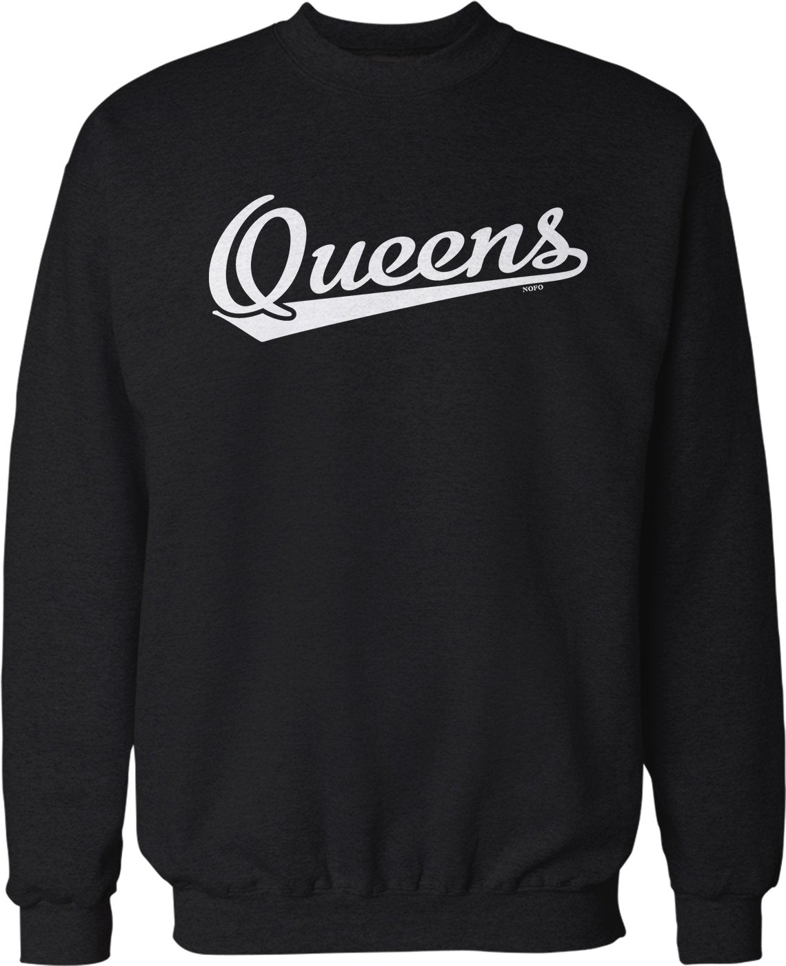 NOFO Clothing Co Queens Script Baseball Font Crew Neck Sweatshirt