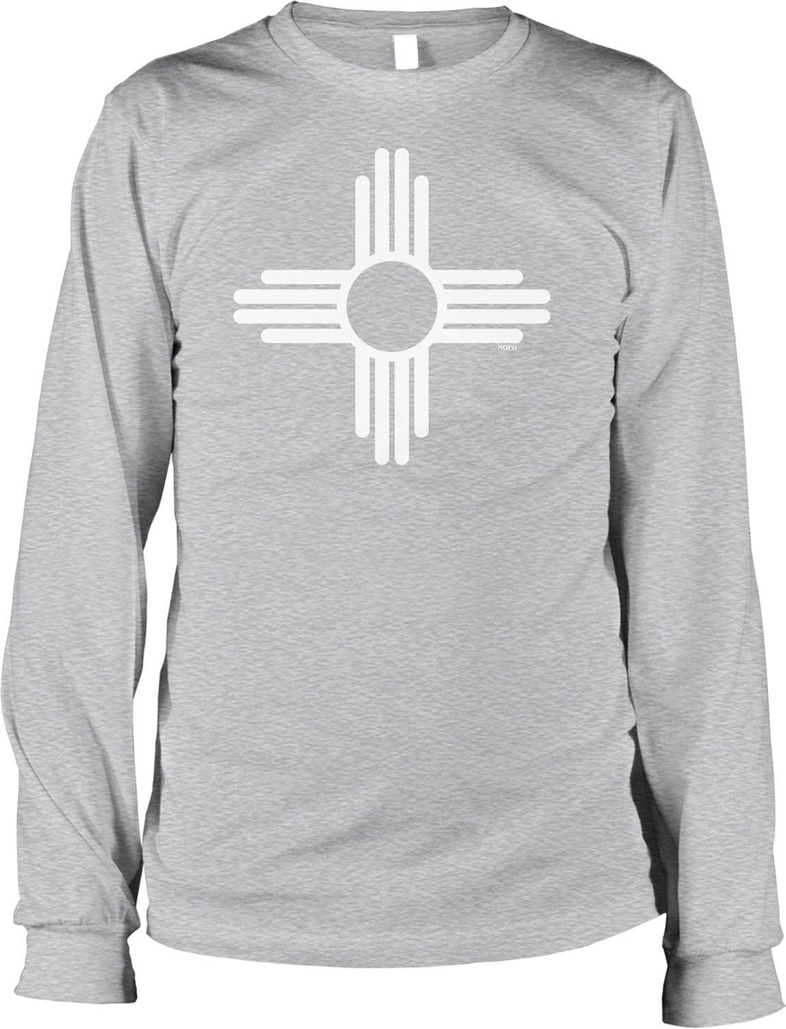 New Mexico Zia Shirt - Long Sleeve Cotton Tee With Zia Sun Symbol Design