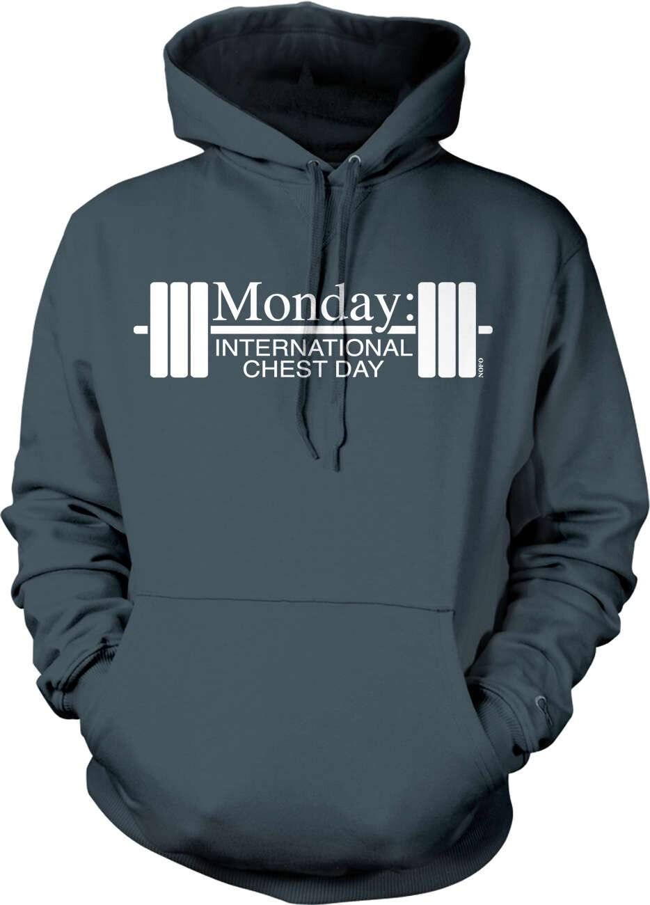 Chest Day Hoodie – Workout Hooded Sweatshirt With Double Ply Hood & Pouch Pocket
