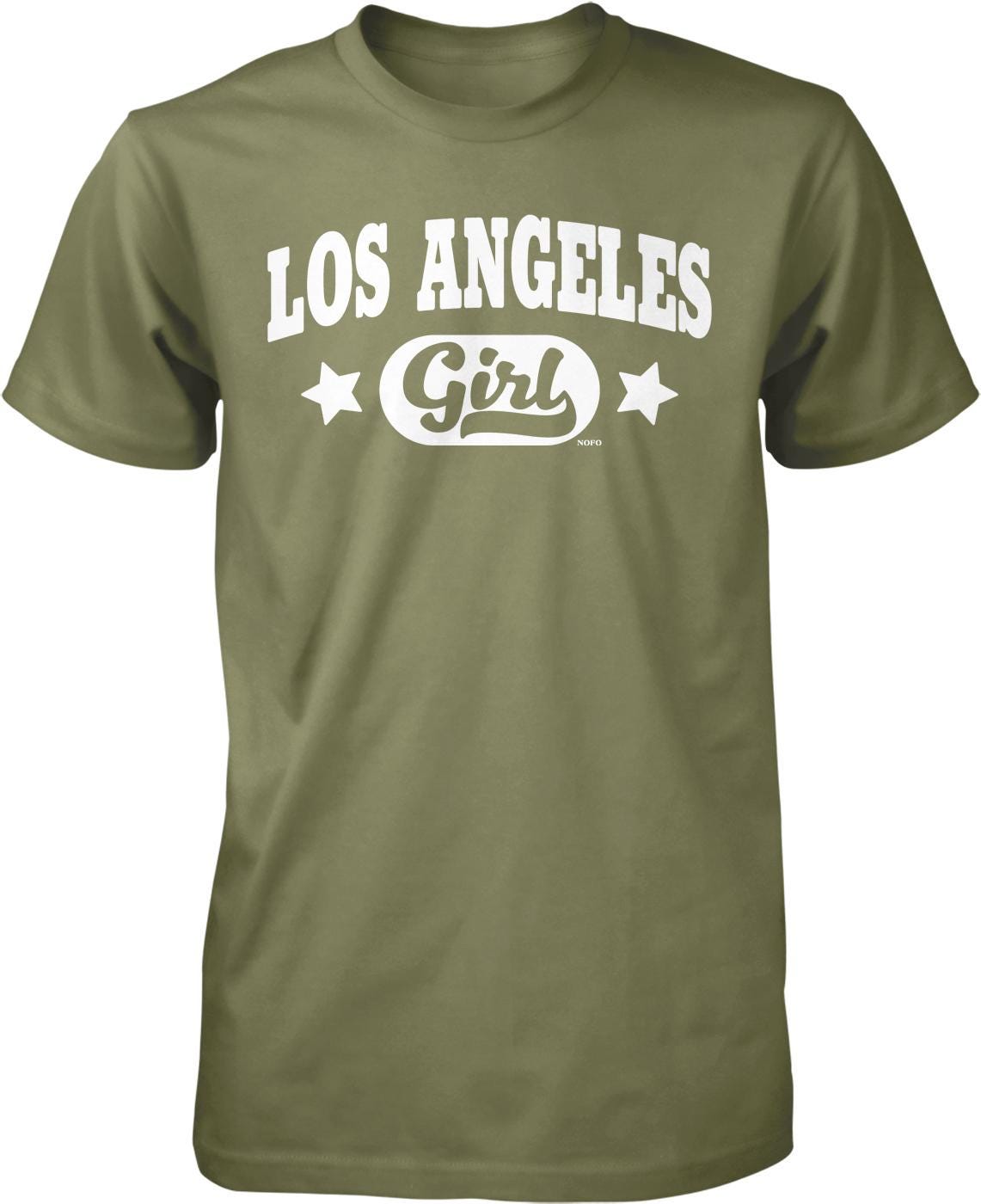 A green t-shirt with the text "LOS ANGELES Girl" printed on it.
