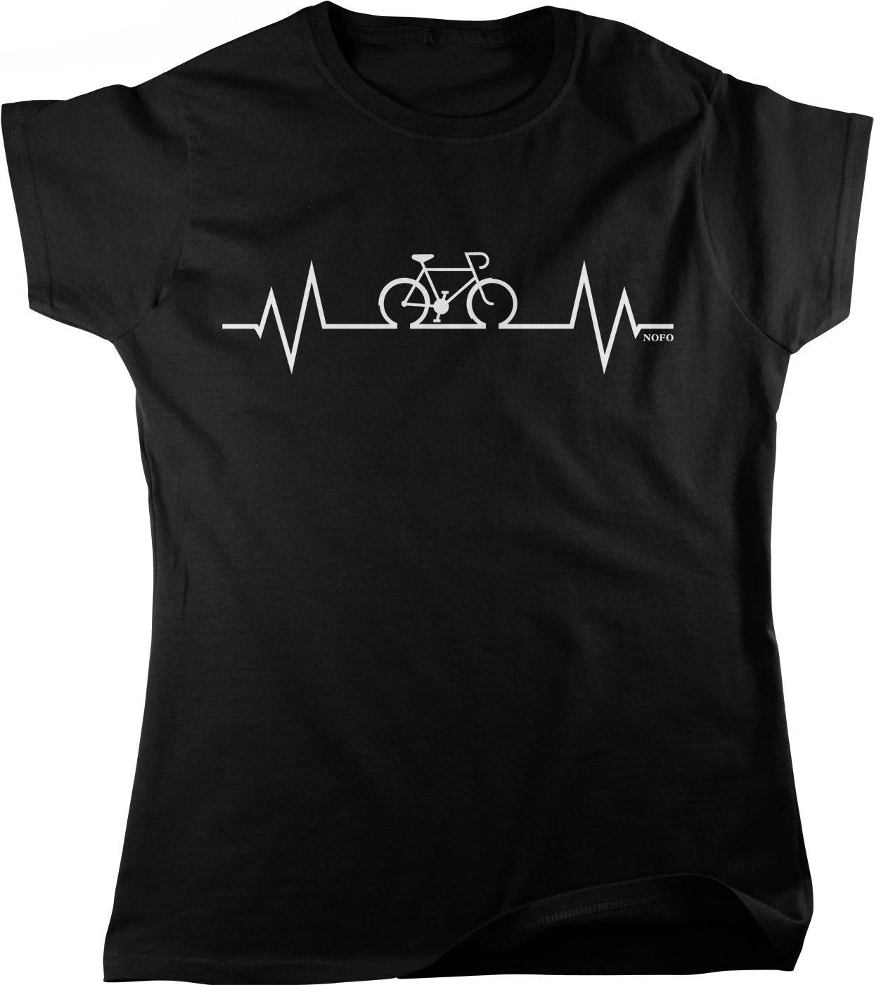 Women's Cycling T-Shirt – Breathable Cotton Tee | Love Biking Heart Rate Shirt