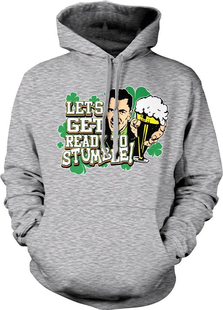 St Patricks Day Hoodie - Irish Lucky Sweatshirt With Beer Drinking Clover Design