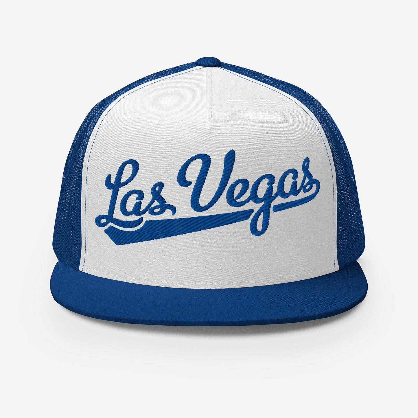 Snapback Trucker Hat – Las Vegas Script Baseball Font Hat with Custom Thread Colors