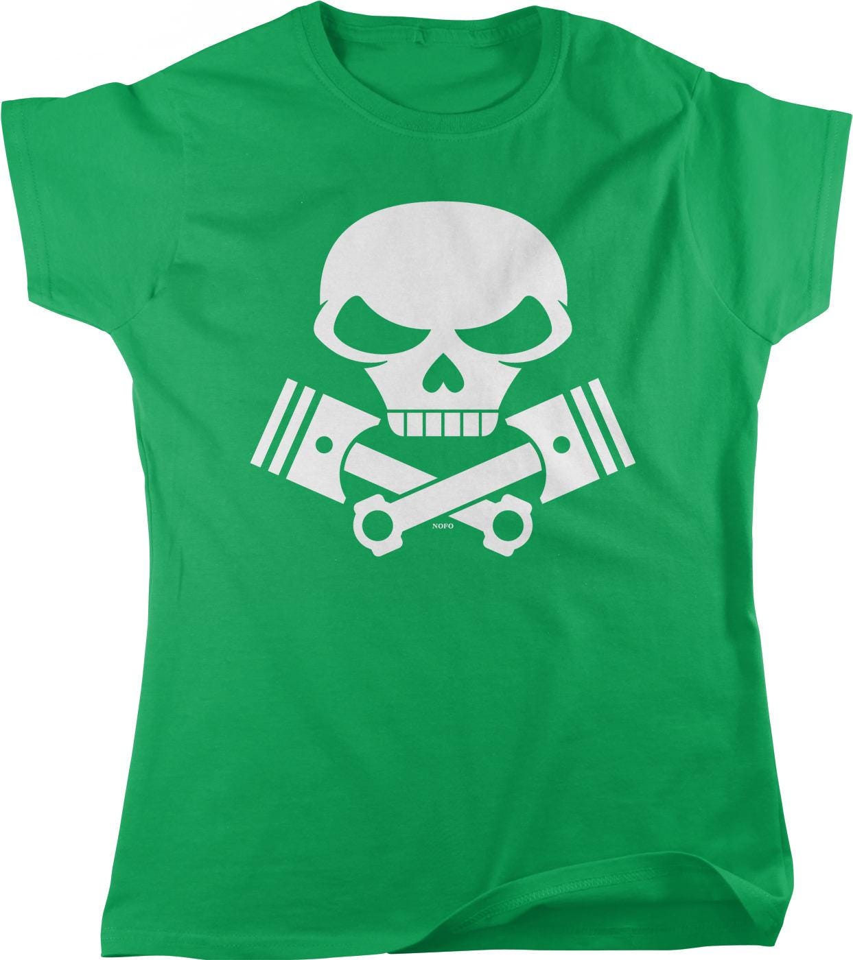 Motorcycle Engine T-Shirt – Skull and Pistons Tee | Comfortable Women's Motorcycle Shirt