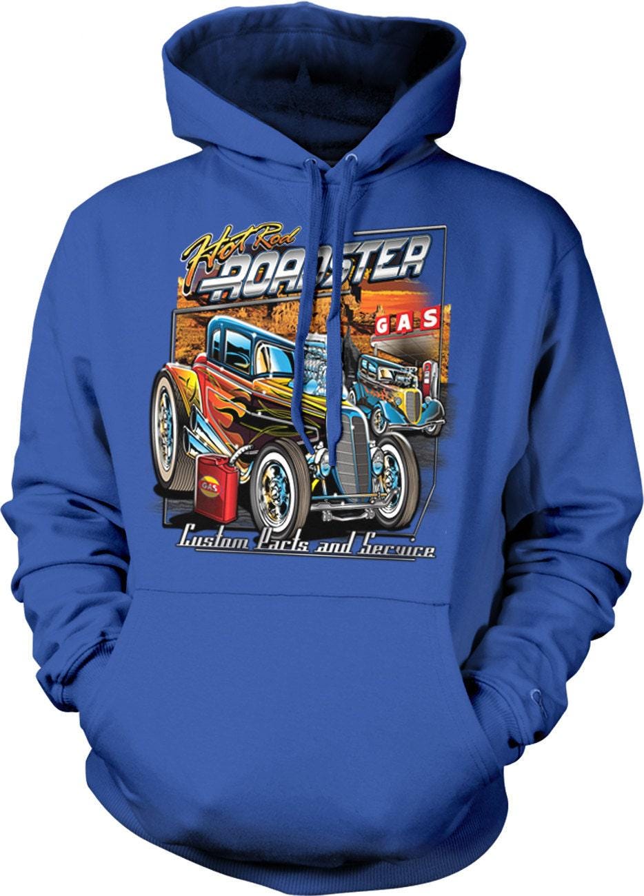 Hot Rod Roadster Hoodie – Custom Parts Hoodie With Pouch Pocket & Durable Fabric