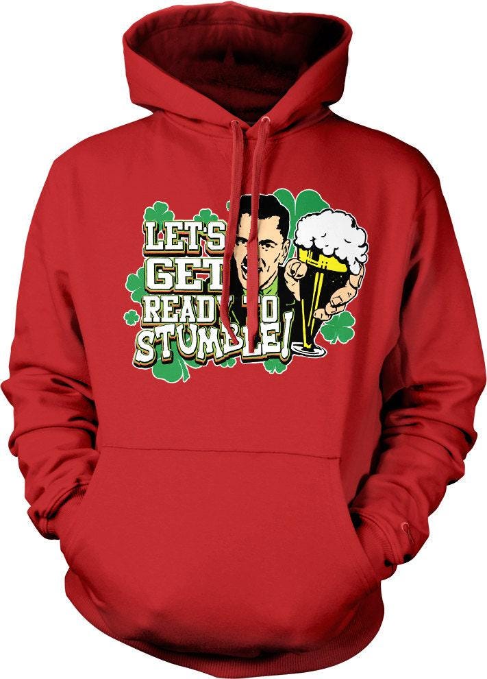 St Patricks Day Hoodie - Irish Lucky Sweatshirt With Beer Drinking Clover Design