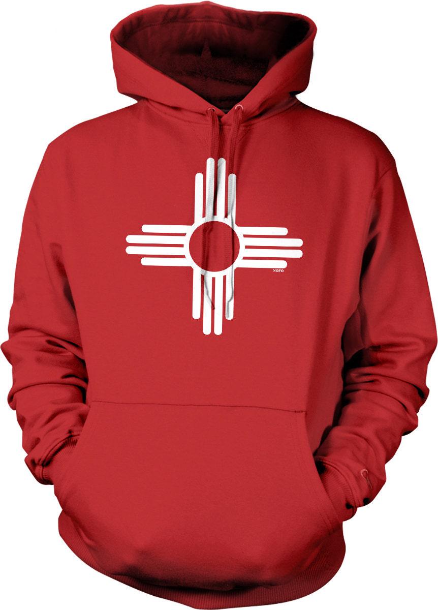 Zia Sun Symbol Hoodie - New Mexico Cozy Double Ply Hooded Sweatshirt