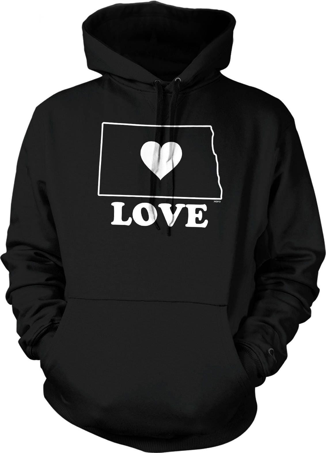 Love North Dakota Sweatshirt - Cozy Hooded Sweatshirt With Pouch Pocket & Double Needle Seam